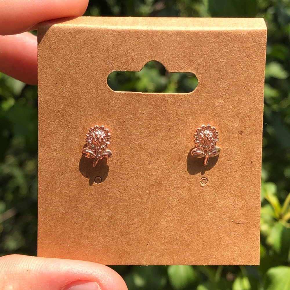 Rose Gold Sunflower Earrings